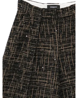 Rochas チェック柄スパンコール付きパンツ（ブラック） - サムネイル3