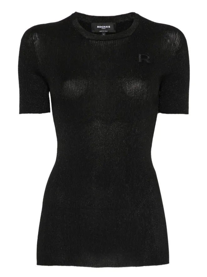 Rochas Rochas ロゴアップリケ付きニットTシャツの商品画像