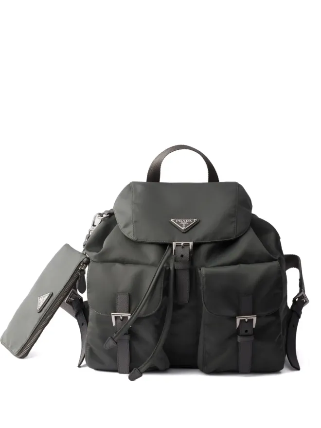 Prada Prada フラップクロージャー前ポケットバックパック - グレーの商品画像