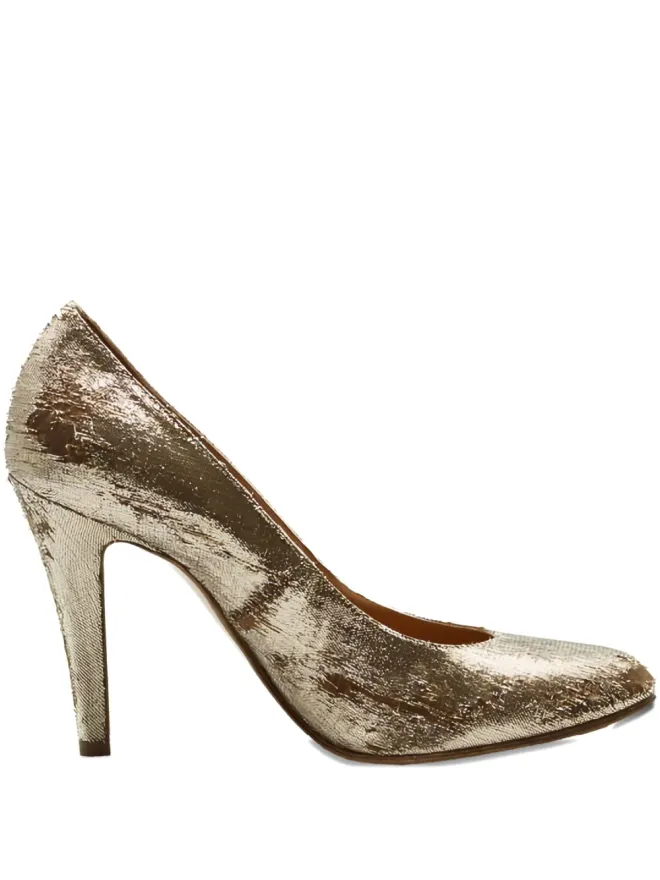 Maison Margiela Maison Margiela destroyed-effect leather pumps - Goldの商品画像