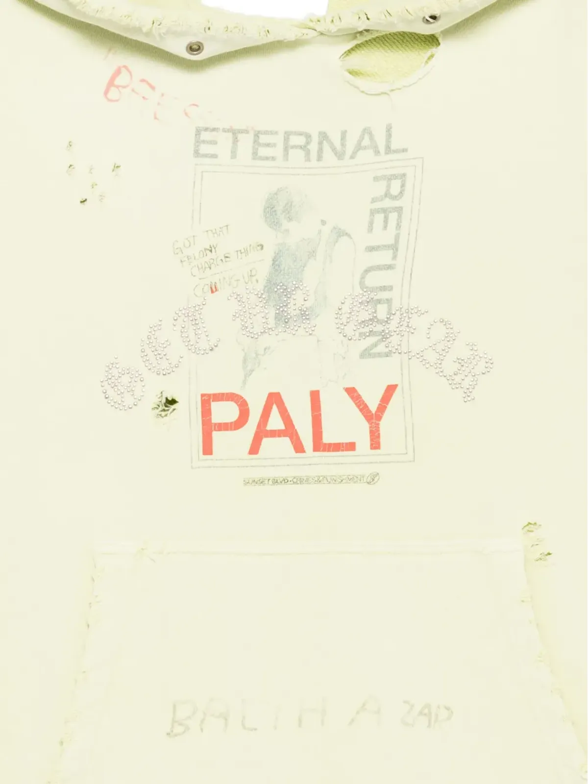 Paly ディストレスト風フーディー グリーン - 画像3