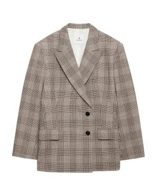 ANINE BING Aretha plaid button blazer - Brown - サムネイル1