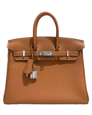 Hermès ビンテージ 2025 Birkin 25 トゴ レザー ハンドバッグ パラジウム金具 - ブラウン - サムネイル3