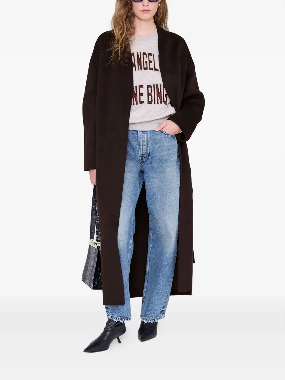 ANINE BING Harry ロングスリーブ クロップド スウェットシャツ - グレー - 画像2