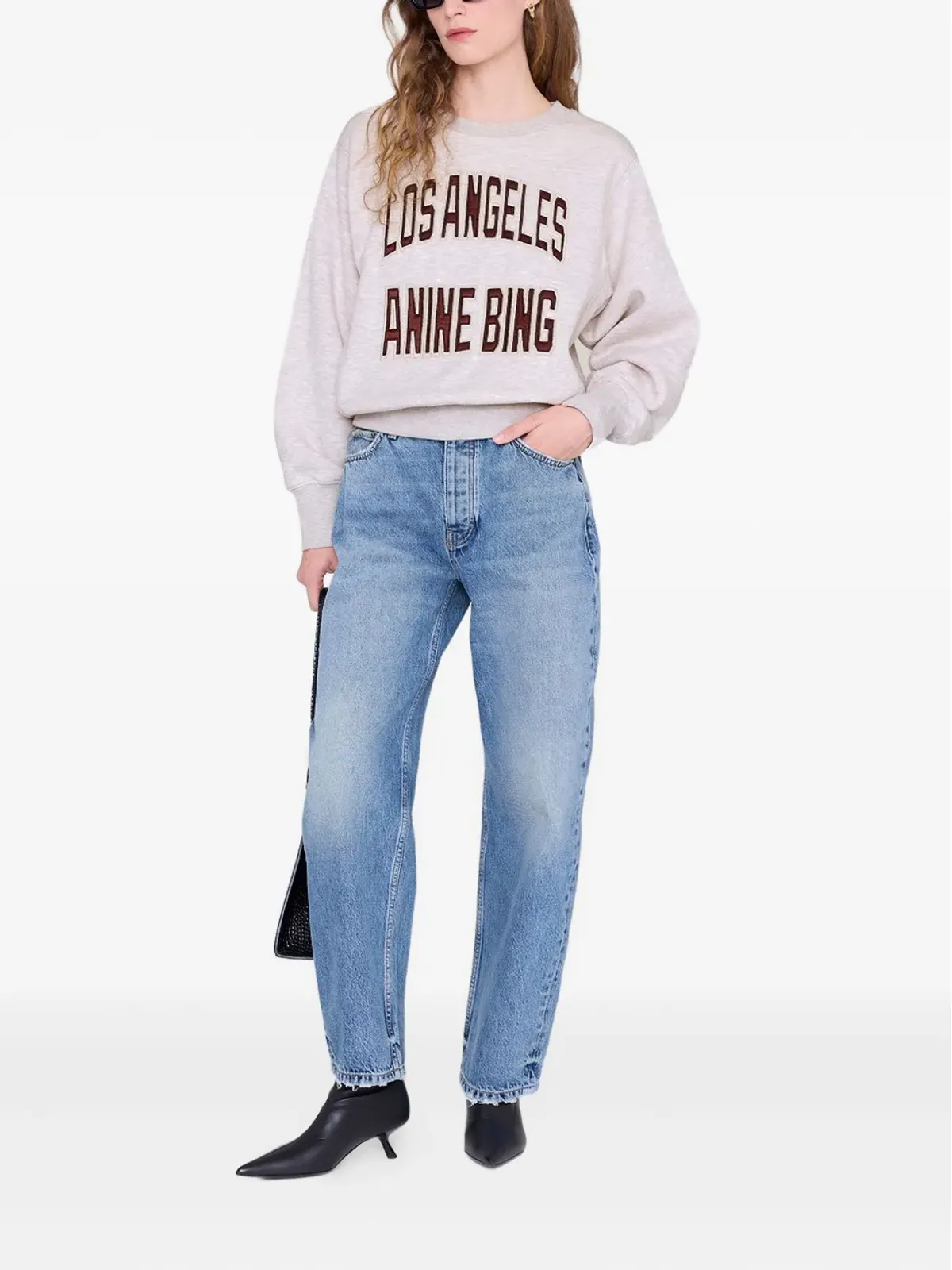 ANINE BING Harry ロングスリーブ クロップド スウェットシャツ - グレー - 画像3