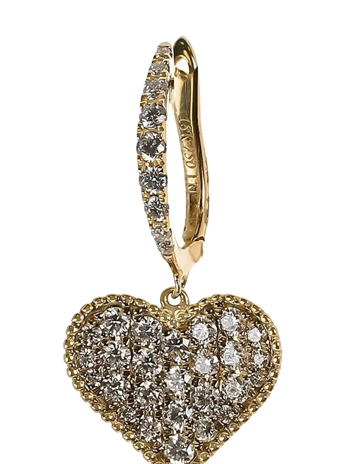 Lisa Nik 18K イエローゴールド ハート型 ダイヤモンド フープピアス - 画像2