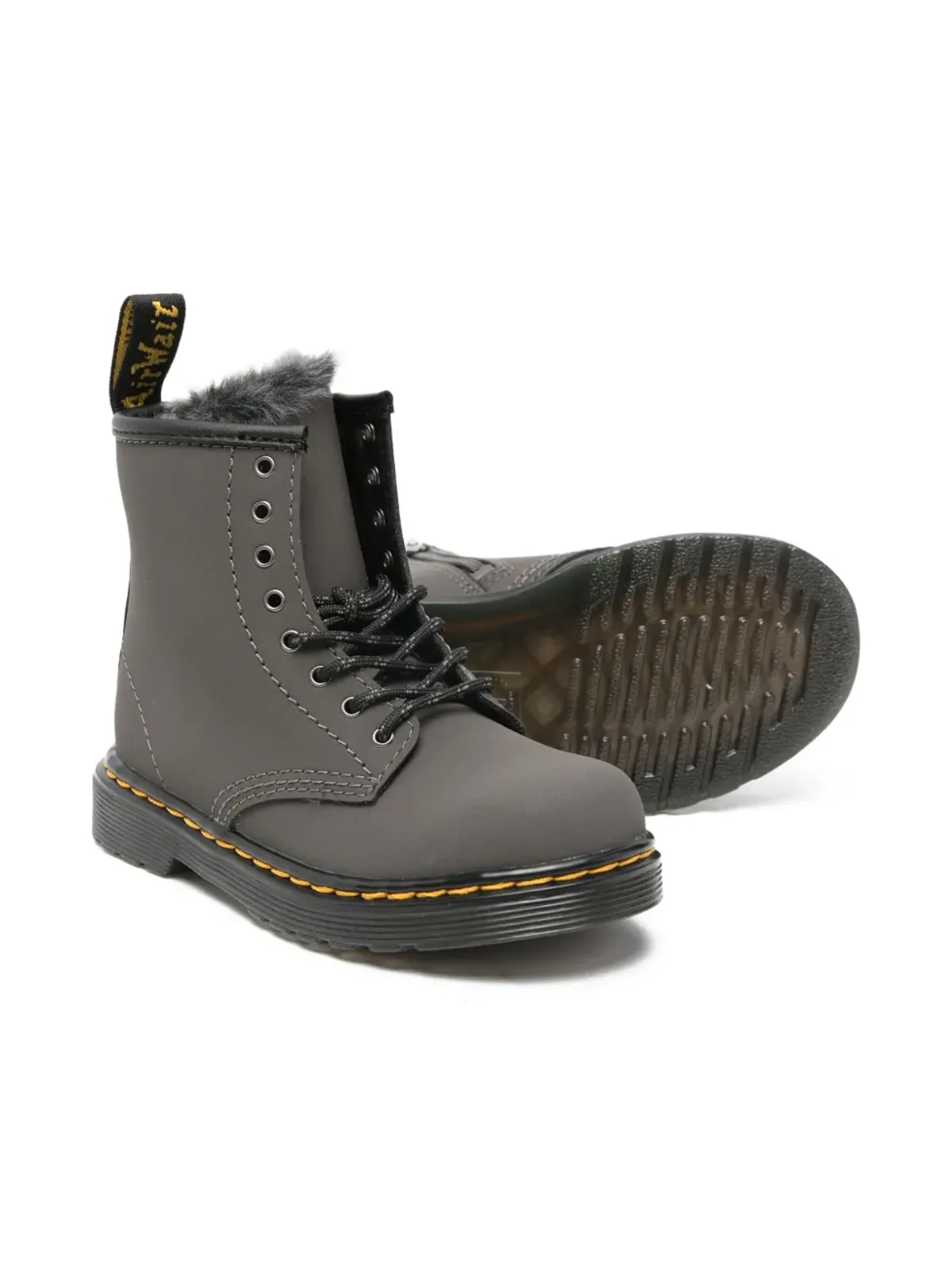 Dr. Martens Kids レザー レースアップ ブーツ - 画像2