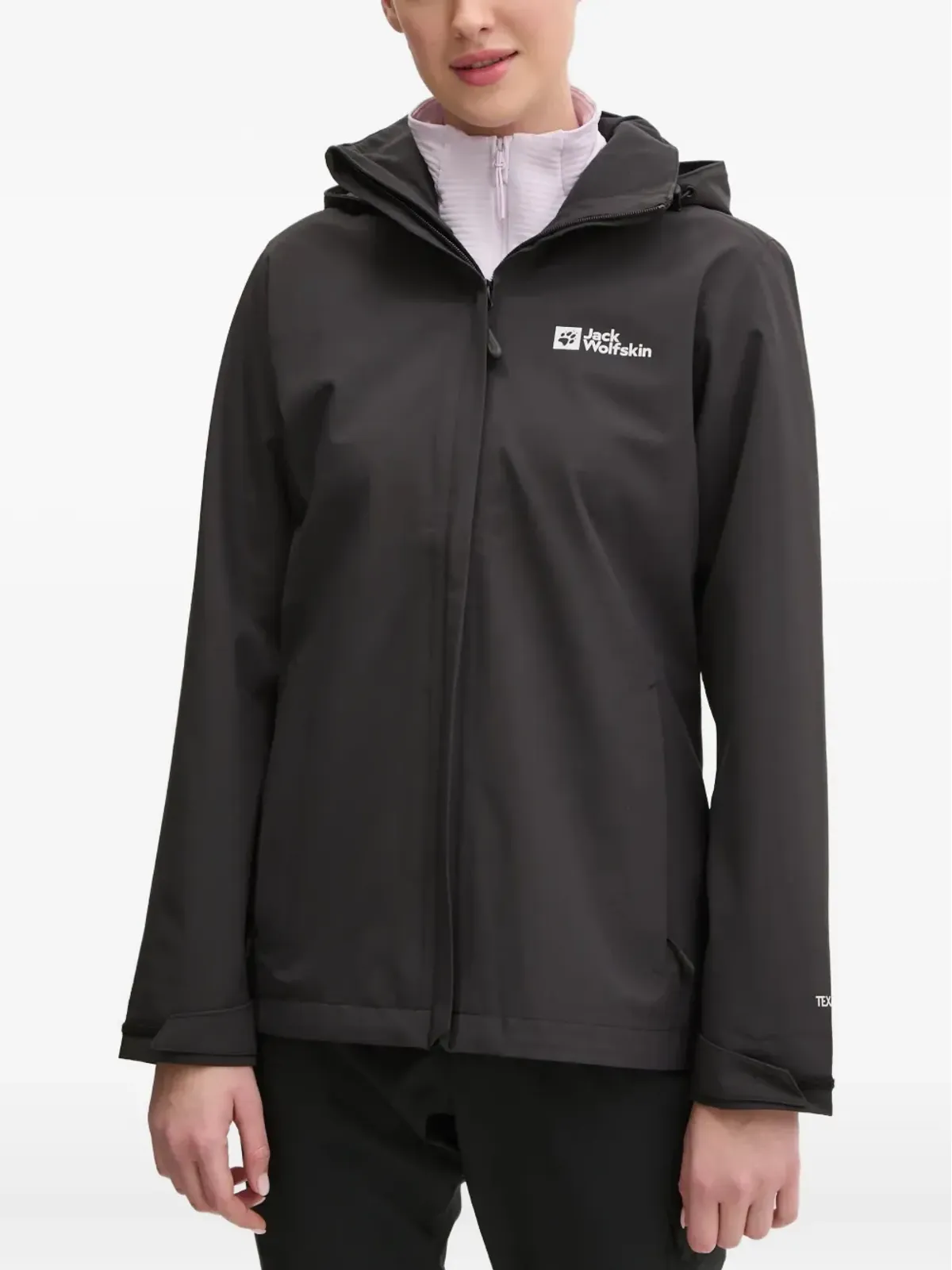 JACK WOLFSKIN Trailtime 2L ロゴ フード付きパフォーマンスジャケット ブラック - 画像1