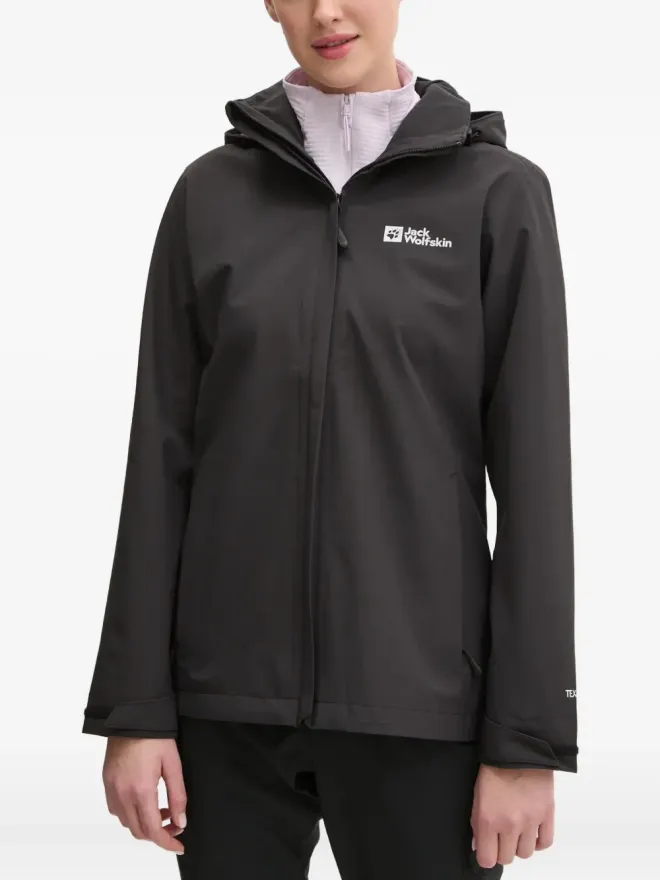 JACK WOLFSKIN JACK WOLFSKIN Trailtime 2L ロゴ フード付きパフォーマンスジャケット ブラックの商品画像