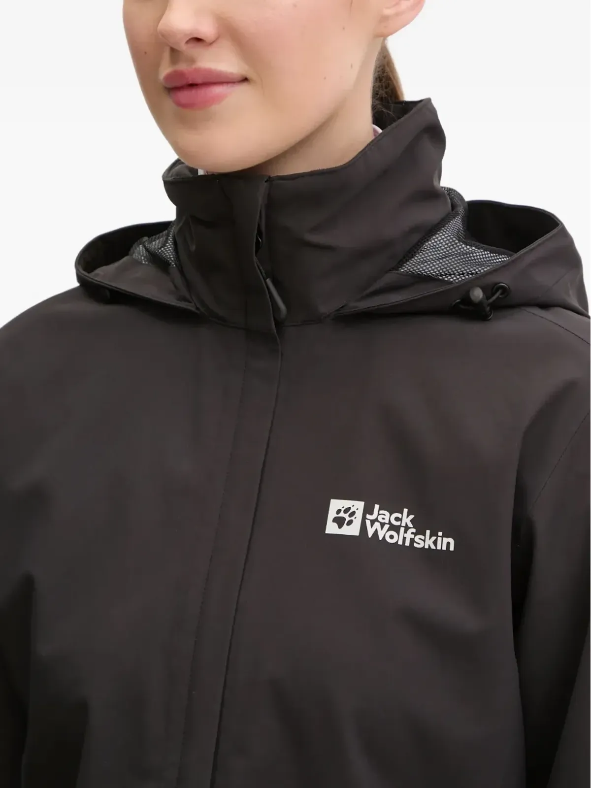 JACK WOLFSKIN Trailtime 2L ロゴ フード付きパフォーマンスジャケット ブラック - 画像5