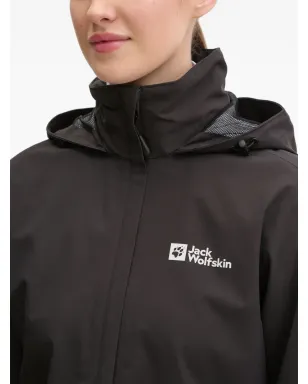 JACK WOLFSKIN Trailtime 2L ロゴ フード付きパフォーマンスジャケット ブラック - サムネイル5