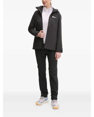 JACK WOLFSKIN Trailtime 2L ロゴ フード付きパフォーマンスジャケット ブラック - サムネイル2