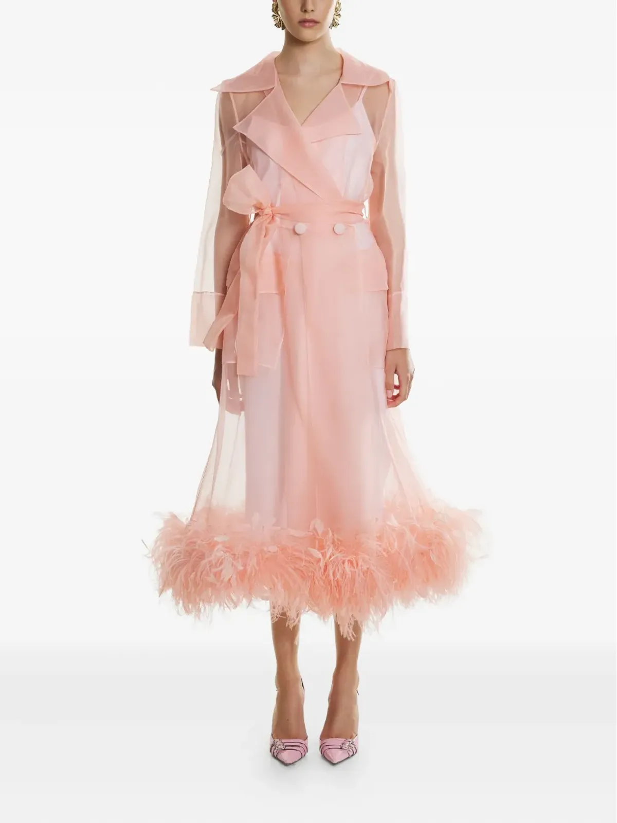 LITA COUTURE オーガンザ ミディ トレンチドレス - ピンク - 画像2