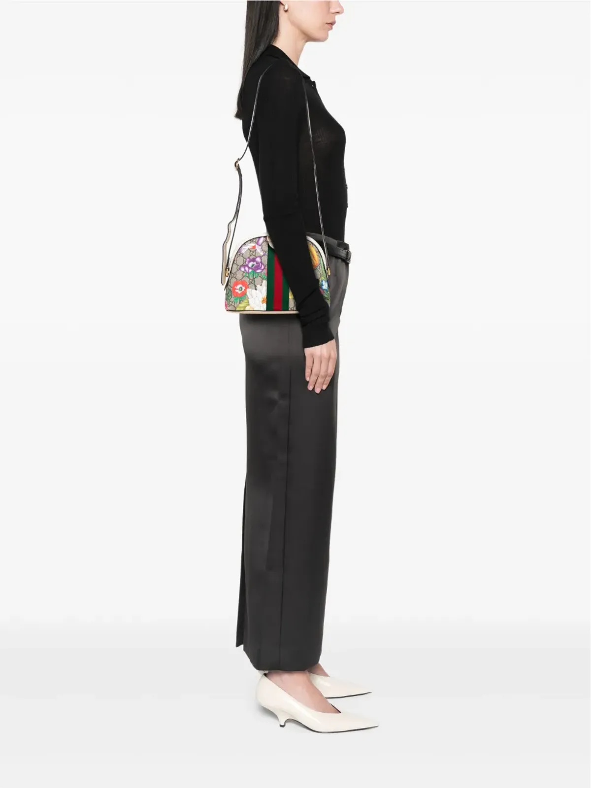 Gucci ビンテージ GG Supreme Flora Ophidia ドーム型 クロスボディバッグ - 画像2