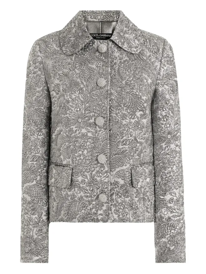 Dolce & Gabbana Dolce & Gabbana 花柄ジャカード織りのシングルブレストジャケット - シルバーの商品画像