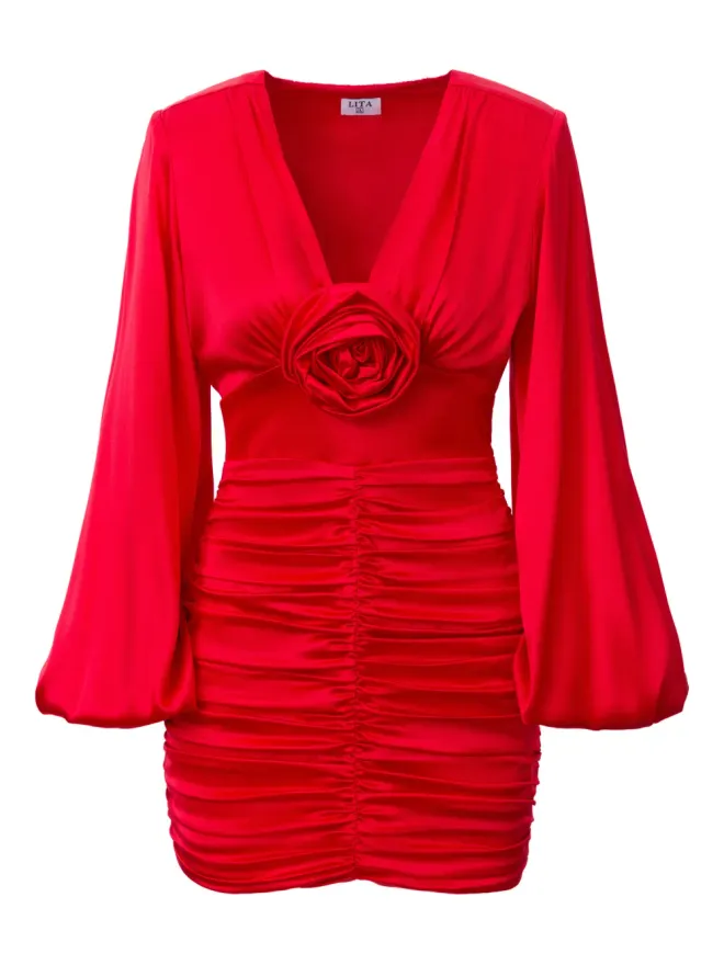 LITA COUTURE LITA COUTURE ルー Vネック ローズディテール ミニドレスの商品画像