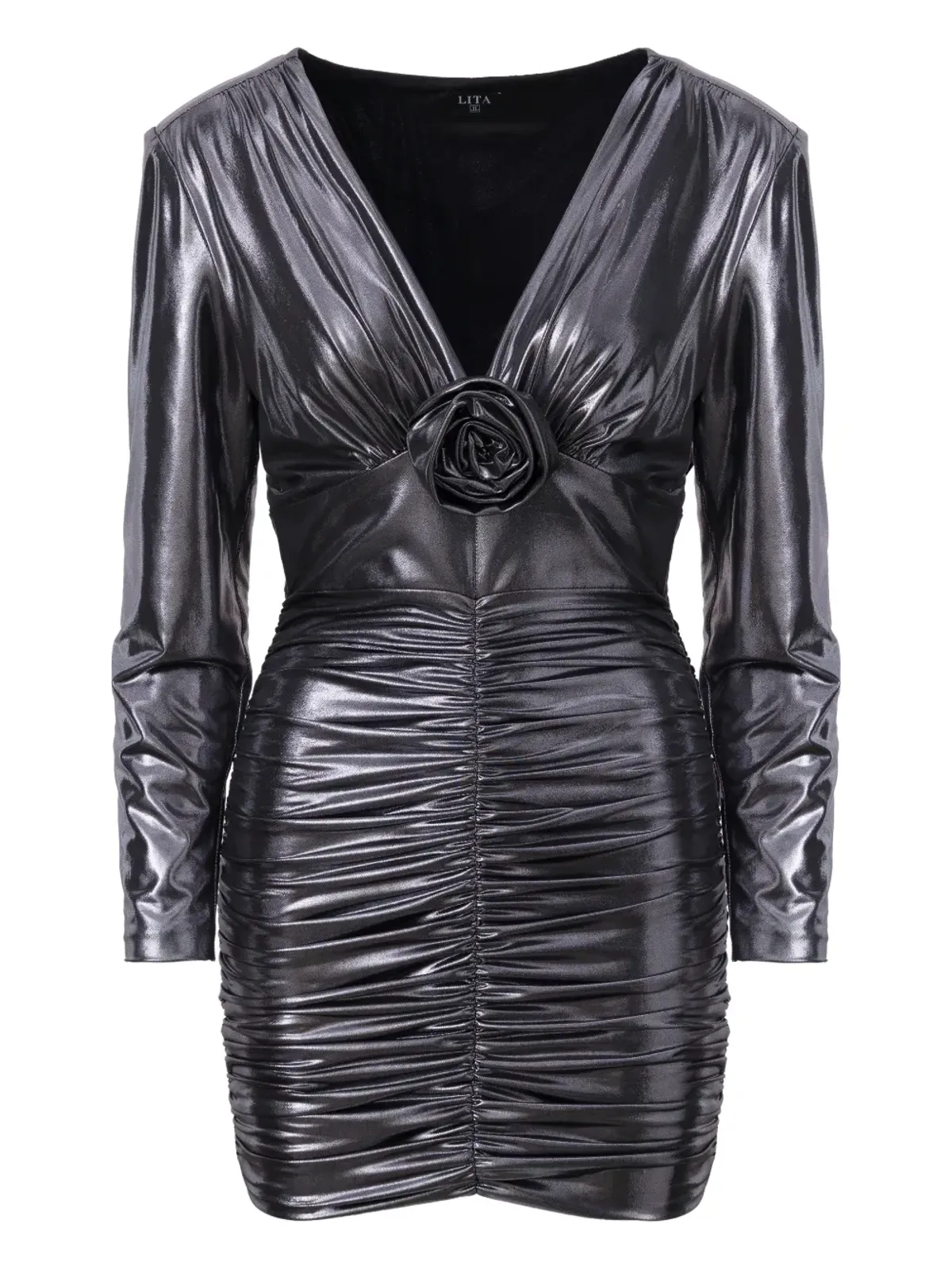 LITA COUTURE Luz V-neck ミニドレス - グレー - 画像1