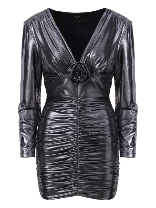 LITA COUTURE LITA COUTURE Luz V-neck ミニドレス - グレーの商品画像