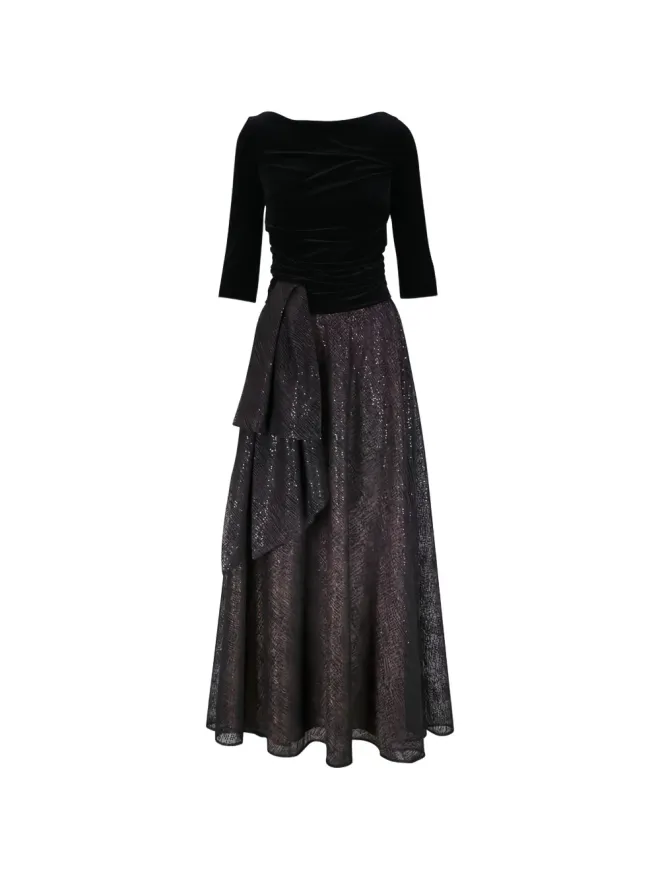 Talbot Runhof Talbot Runhof シャーリングディテールのツートーンドレスの商品画像