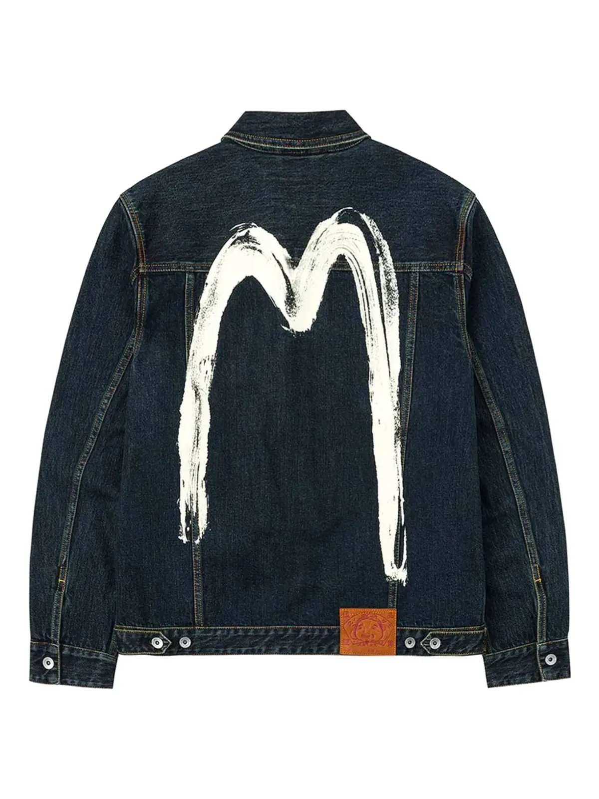 EVISU ボタン留め ブラッシュストローク デニムジャケット - 画像3