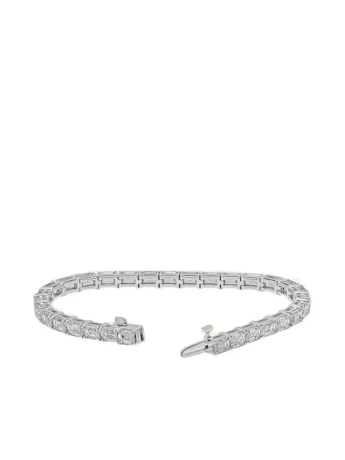 Jewels Aficionado 18Kホワイトゴールド エメラルドカット ダイヤモンド ブレスレット - 画像5