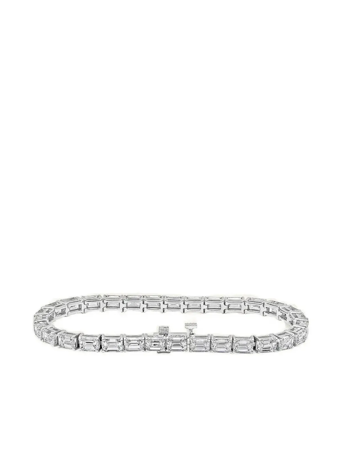 Jewels Aficionado 18Kホワイトゴールド エメラルドカット ダイヤモンド ブレスレット - 画像3