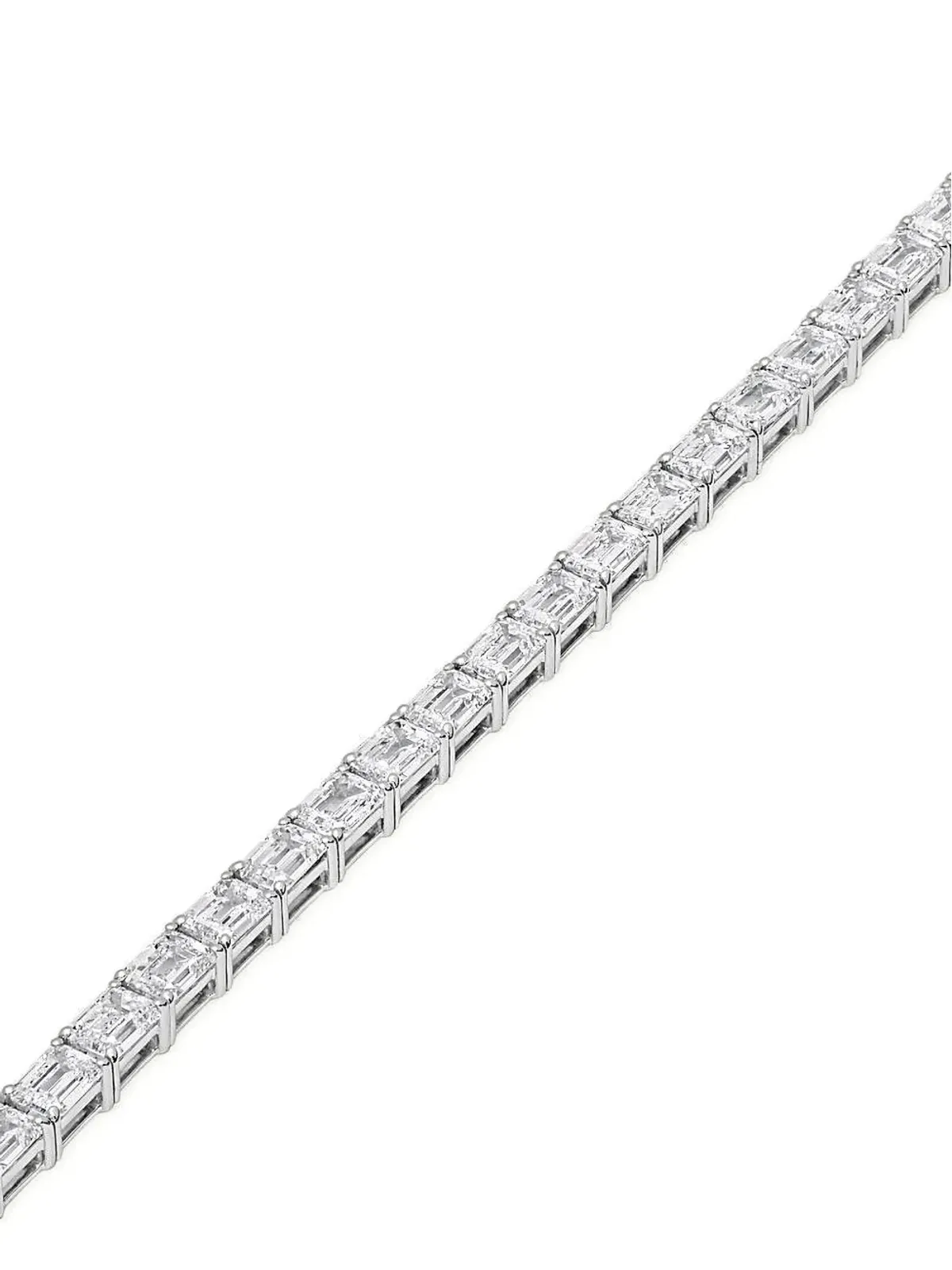 Jewels Aficionado 18Kホワイトゴールド エメラルドカット ダイヤモンド ブレスレット - 画像4