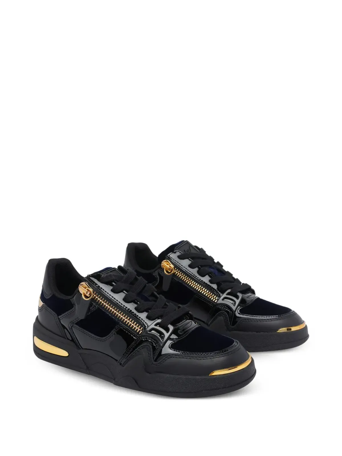 Giuseppe Zanotti ジップ付きラウンドトゥスニーカー ブラック - 画像2