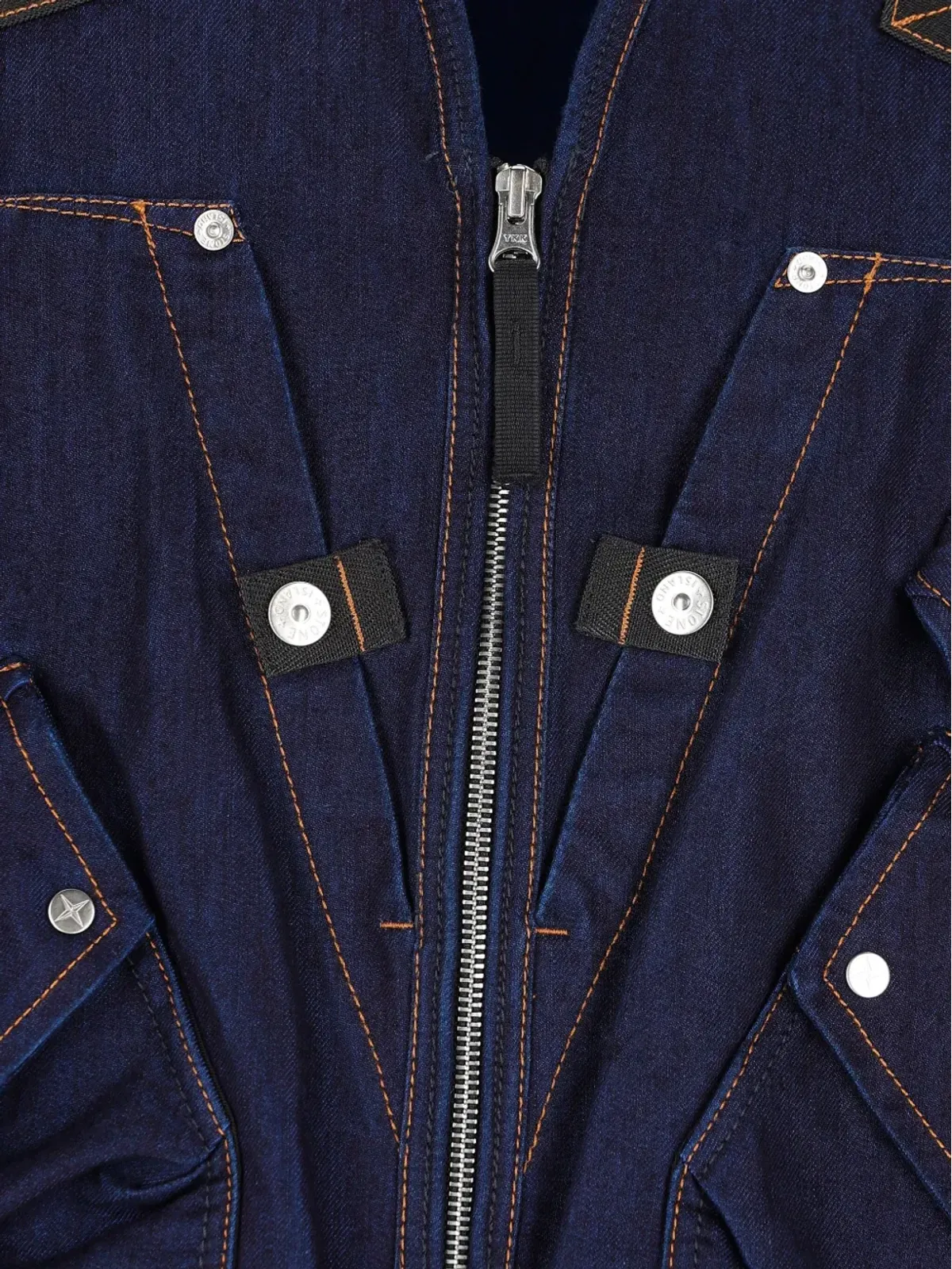 Stone Island マルチポケット デニムベスト ブラック - 画像3