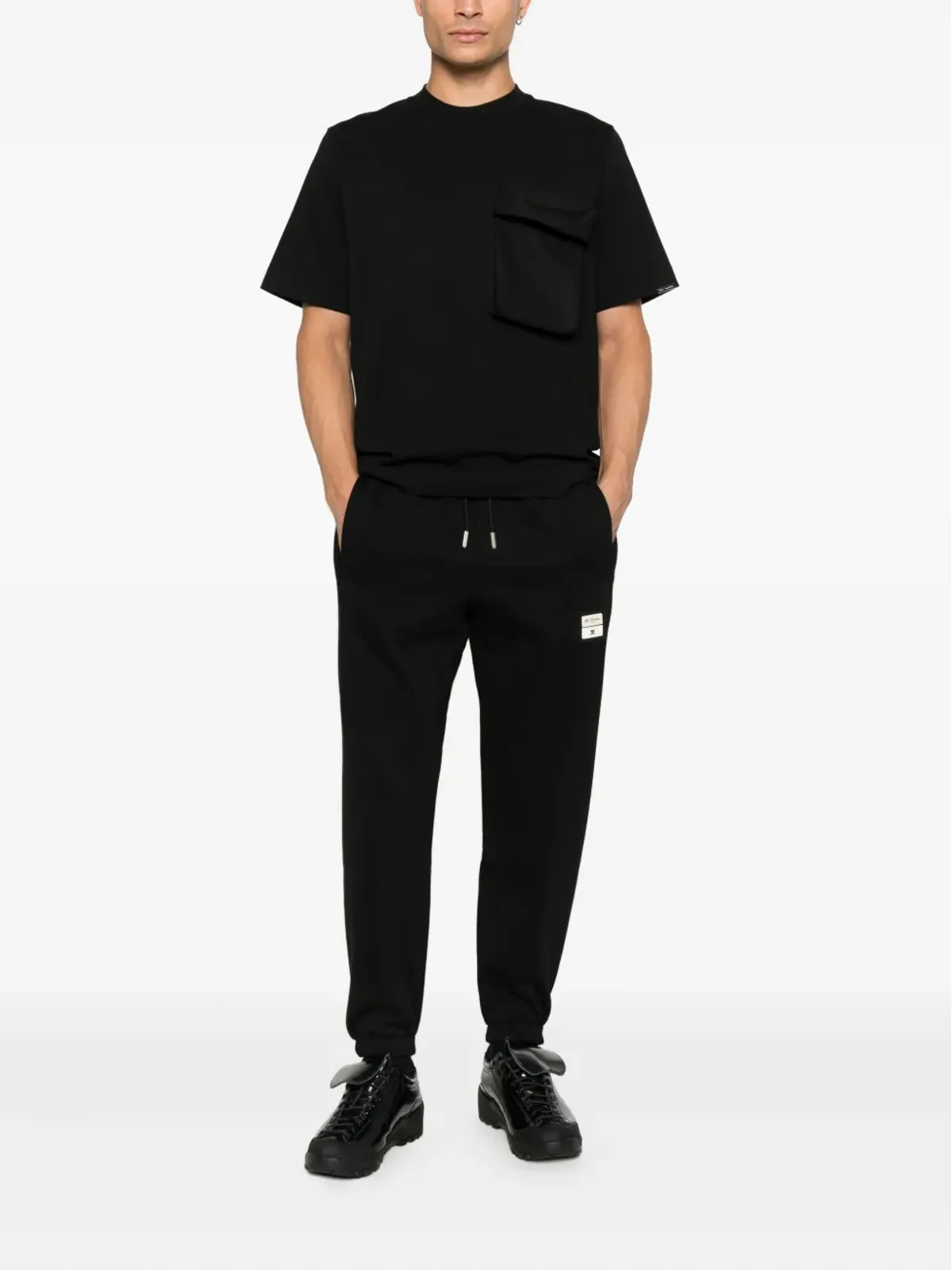 YES LONDON drawstring-waist logo-patch track pants - Black - 画像2