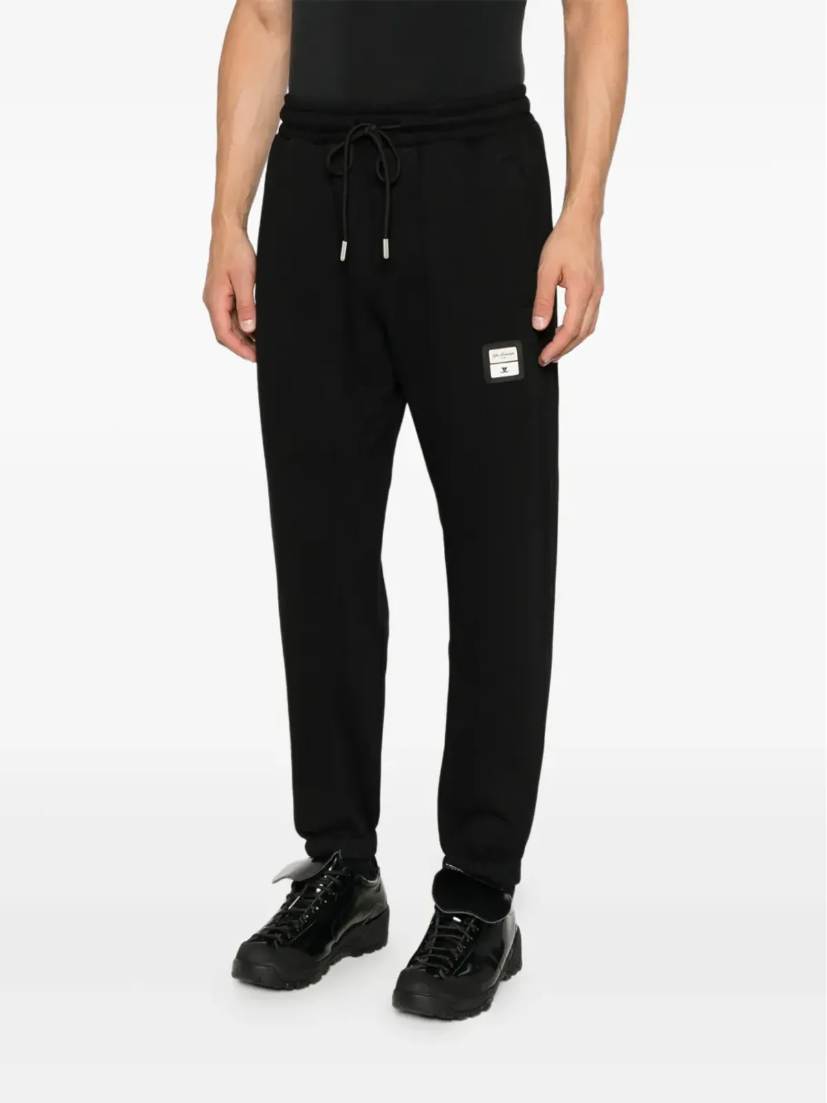 YES LONDON drawstring-waist logo-patch track pants - Black - 画像3