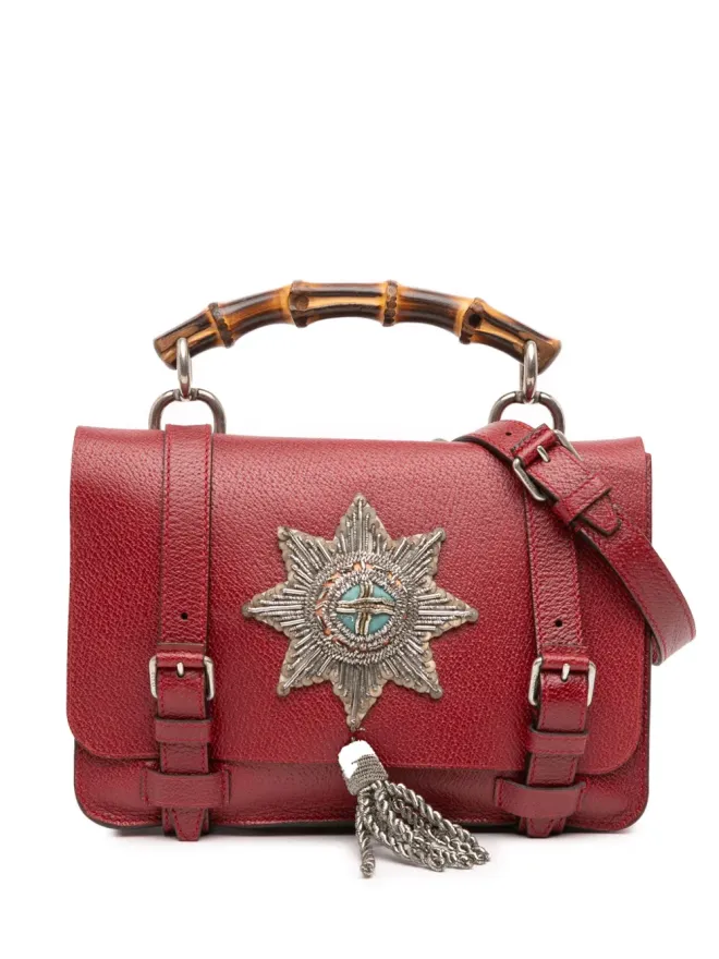 Gucci Pre-Owned Gucci ビンテージ 2016-2025 レザー バンブー コンバーチブル トップハンドル バッグ サッチェル - レッドの商品画像