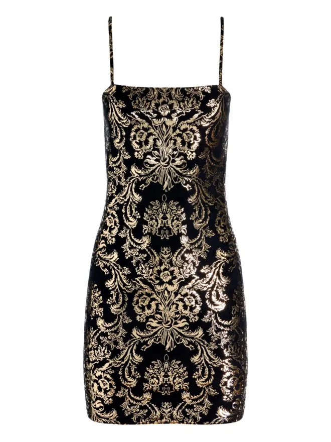 Alice + Olivia alice + olivia Fifi スパゲッティストラップ フローラル ミニドレス ブラックの商品画像