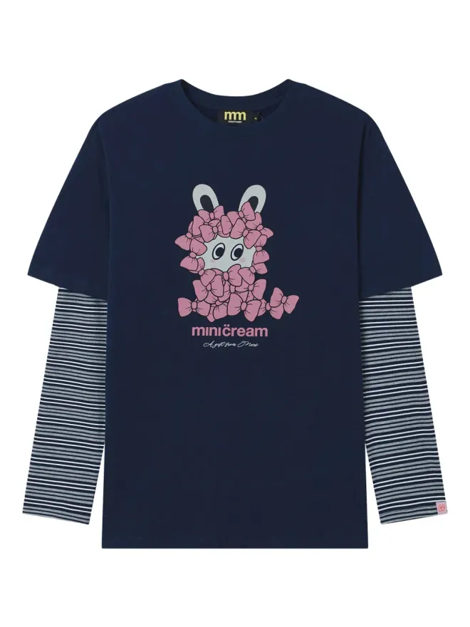 Mini Cream Mini Cream ストライプ長袖トップの商品画像