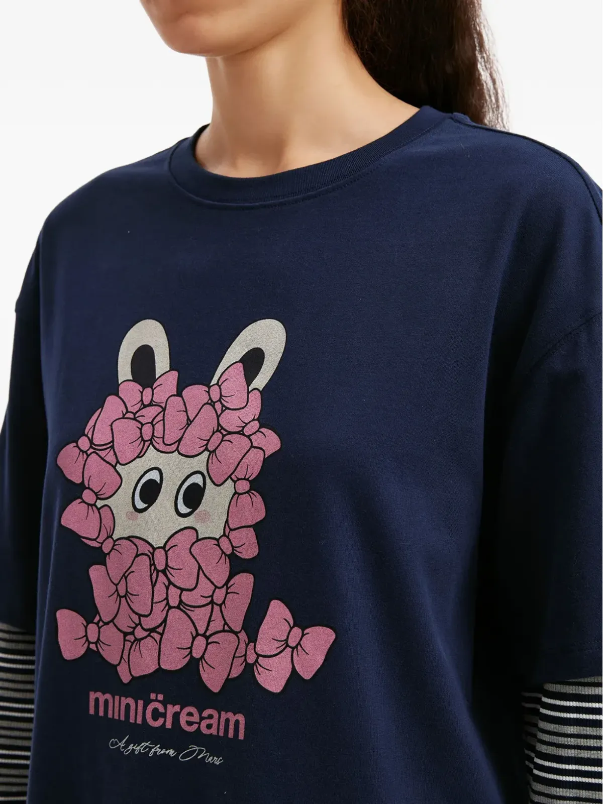 Mini Cream ストライプ長袖トップ - 画像5