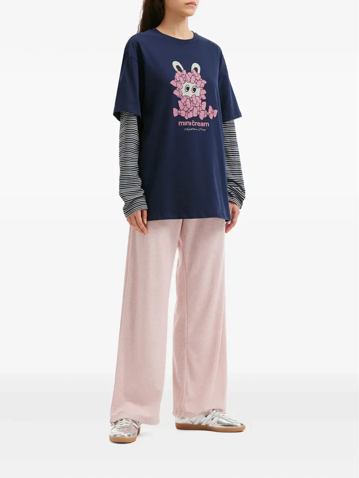 Mini Cream ストライプ長袖トップ - 画像2