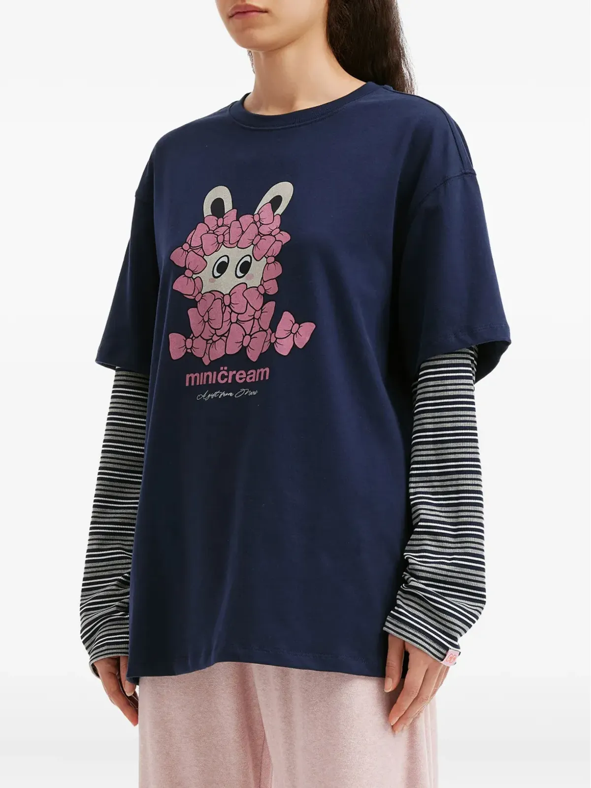 Mini Cream ストライプ長袖トップ - 画像3