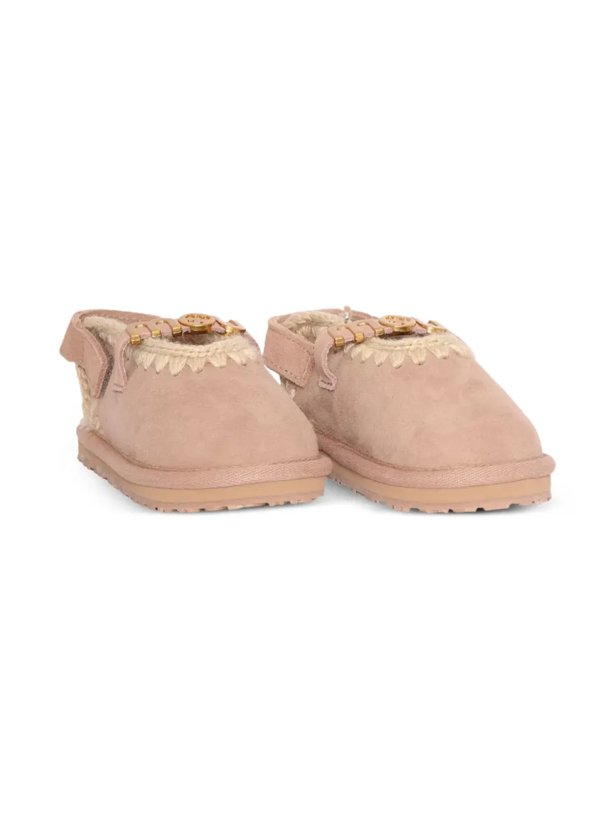 Mou Kids suede back-strap slippers - Neutrals - 画像2