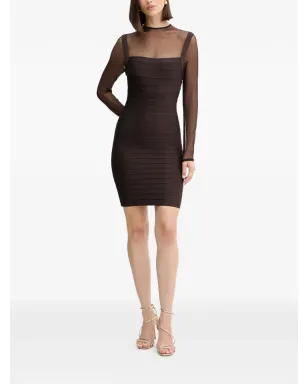 Hervé Léger Amy ロングスリーブ ミニドレス - ブラウン - サムネイル2