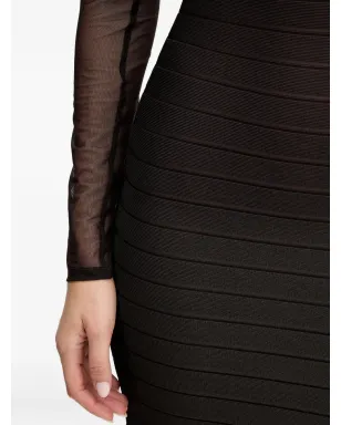 Hervé Léger Amy ロングスリーブ ミニドレス - ブラウン - サムネイル4