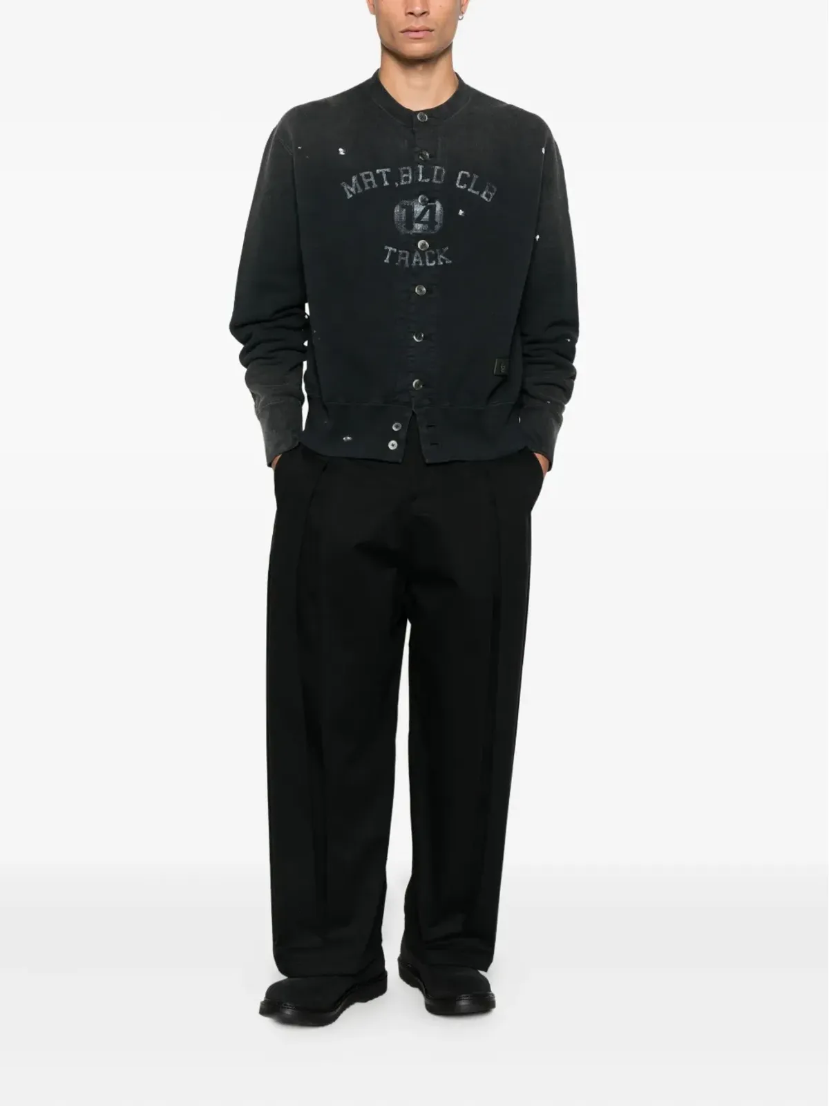 KHOKI フェードエフェクト プリント カーディガン ブラック - 画像2