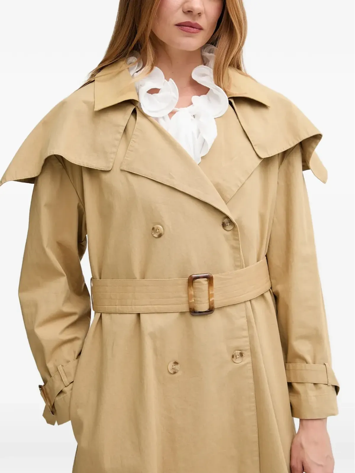 Hoss Intropia 花柄刺繍ベルト付きコート - 画像4