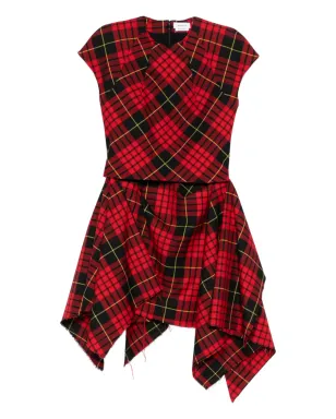 Alexander McQueen チェック柄ドレープ ミニドレス - レッド - サムネイル1