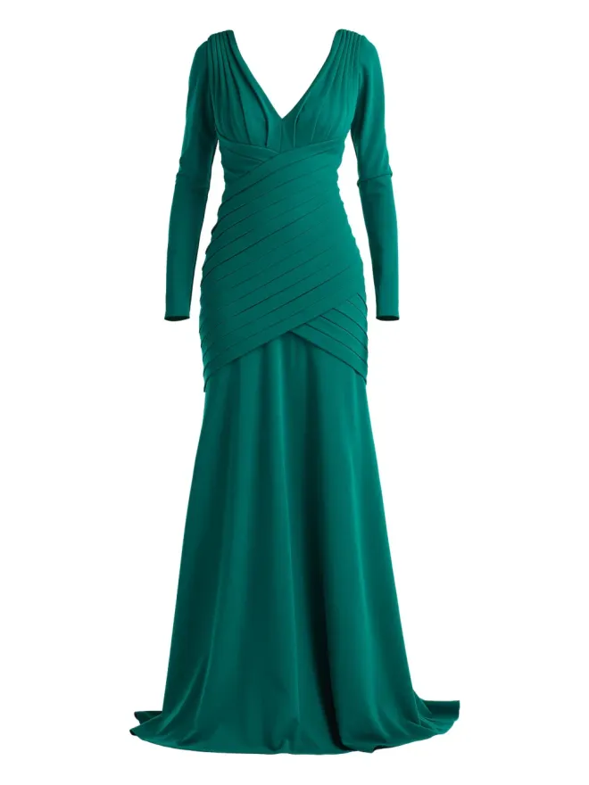 Tadashi Shoji Tadashi Shoji プリーツ長袖マキシドレスの商品画像