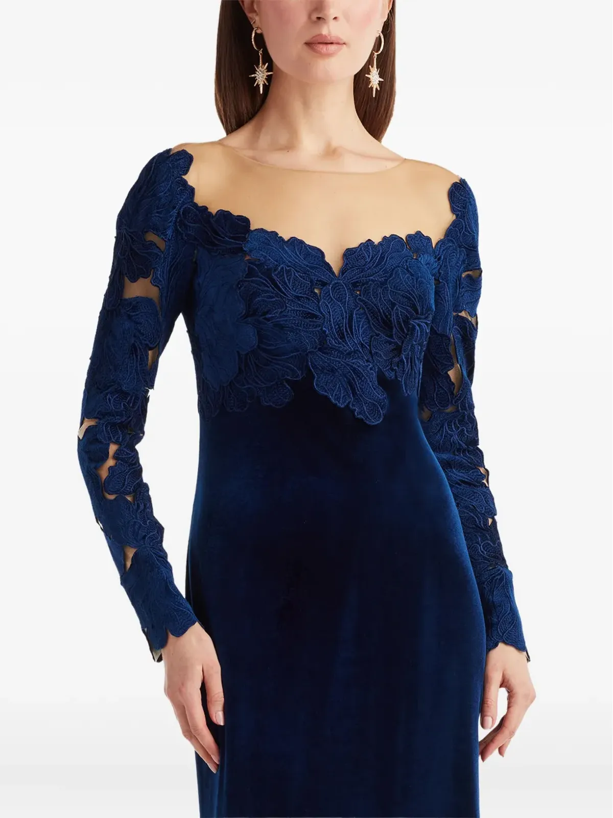 Tadashi Shoji 花柄ディテール ロングスリーブ マキシドレス - 画像4