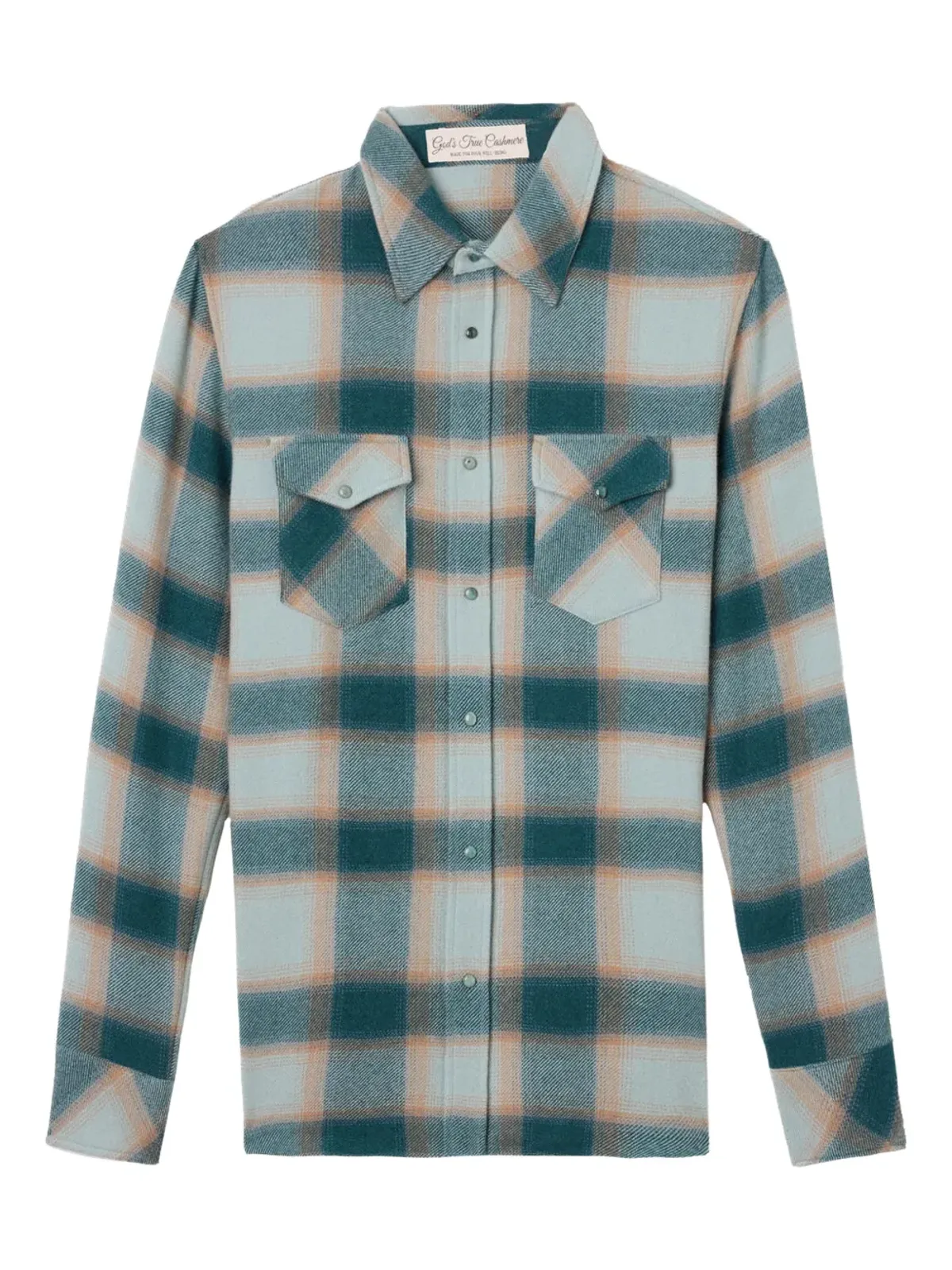 GOD'S TRUE CASHMERE アボカドシャドー ポケット付き チェックシャツ - グリーン - 画像1