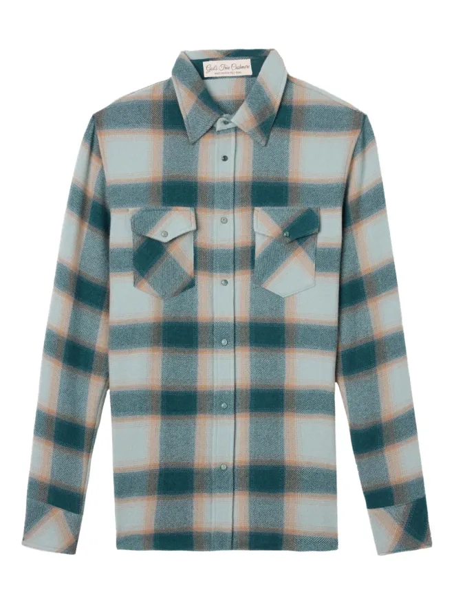 GOD'S TRUE CASHMERE GOD'S TRUE CASHMERE アボカドシャドー ポケット付き チェックシャツ - グリーンの商品画像