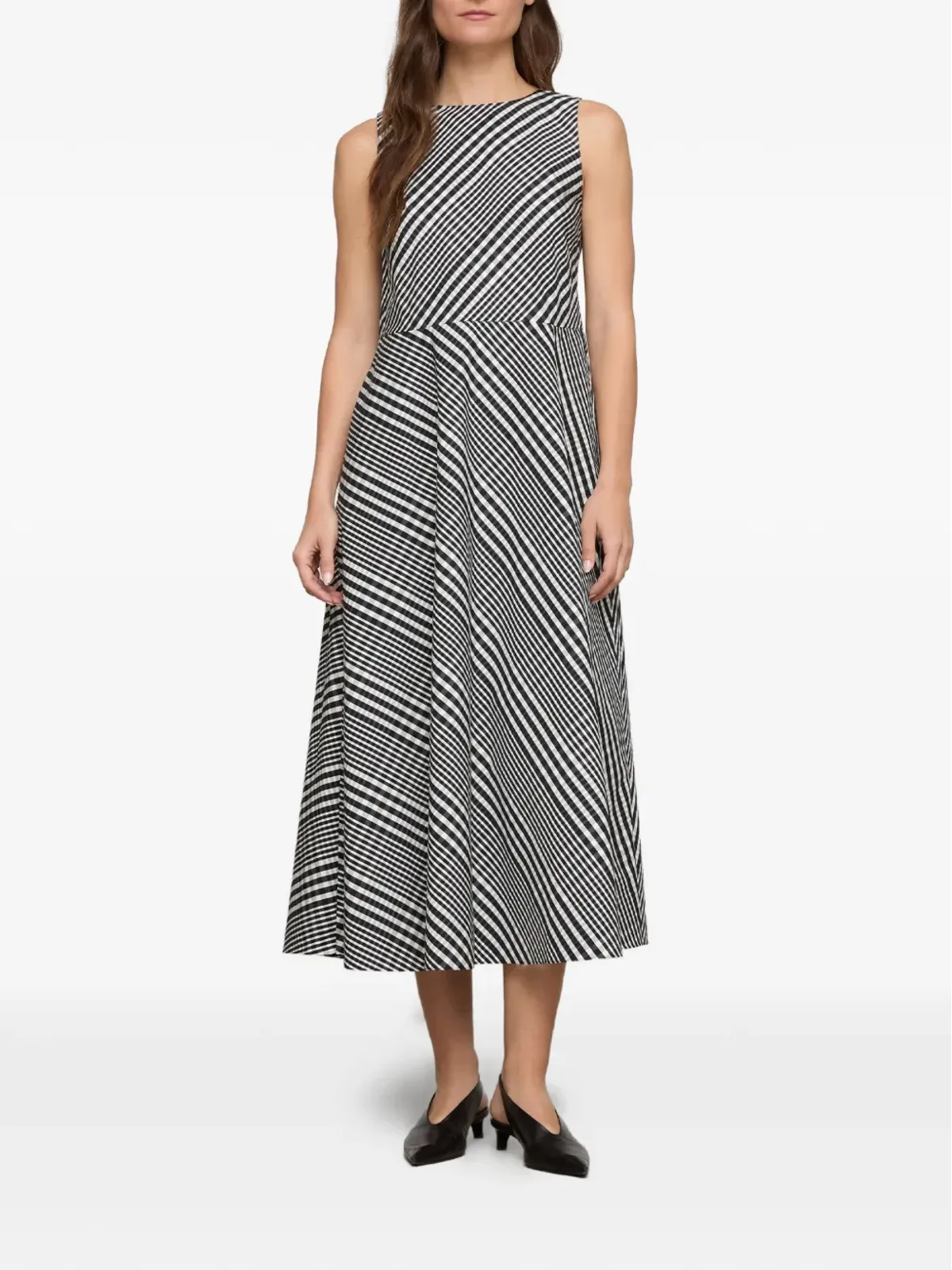Lafayette 148 グリッドチェック柄ミディドレス - 画像2