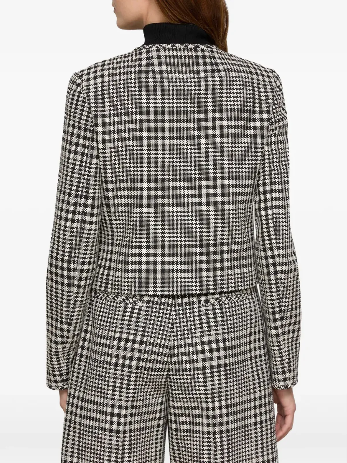 Lafayette 148 チェック柄ポケット付きクロップドジャケット - 画像3
