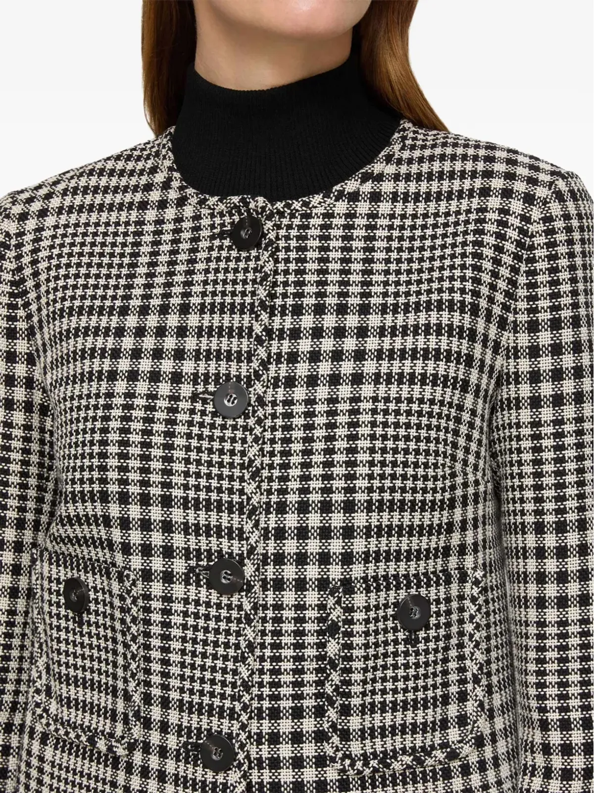 Lafayette 148 チェック柄ポケット付きクロップドジャケット - 画像4